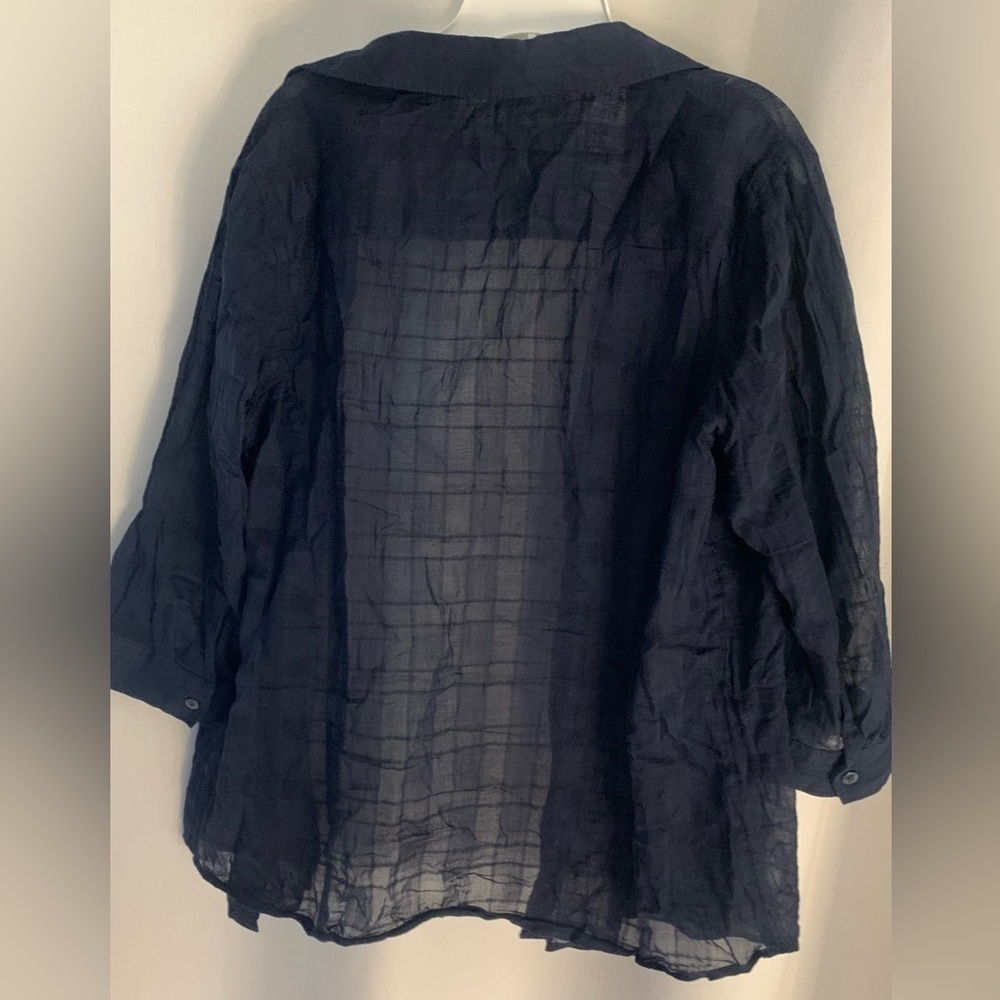 ColdWater Creek Blue Blouse Top, Button Up, 3/4 Length Sleeves; Size XL (16) - Picture 2 of 9
